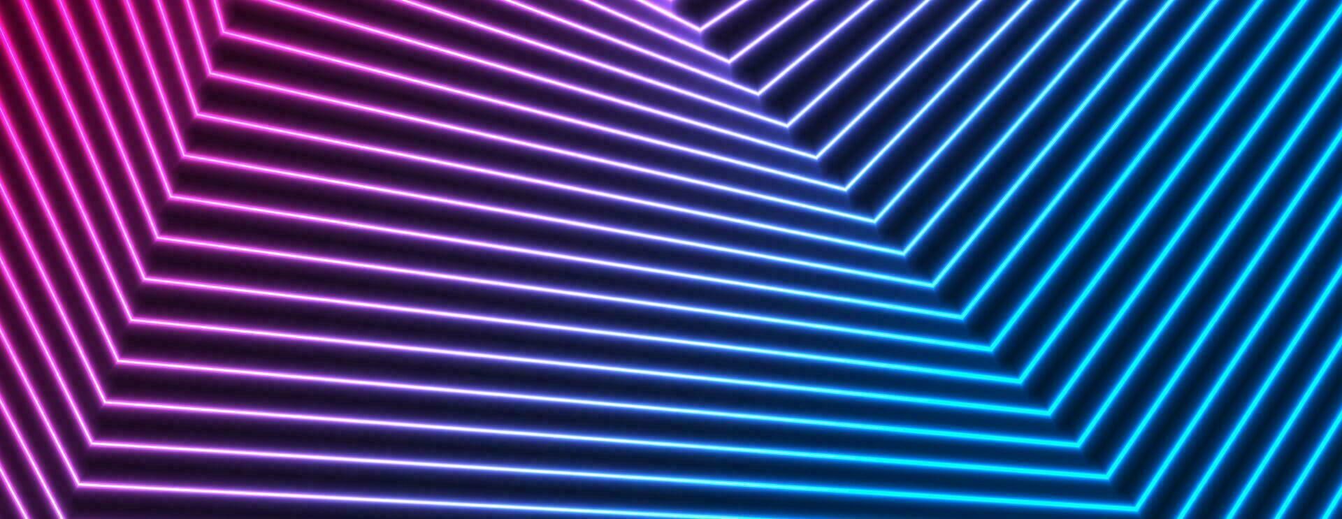 Blau lila Technik geometrisch Neon- Linien abstrakt Hintergrund vektor