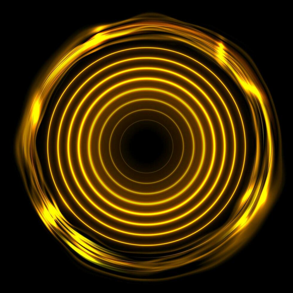 feurig Orange glühend elektrisch Neon- Ringe abstrakt Hintergrund vektor