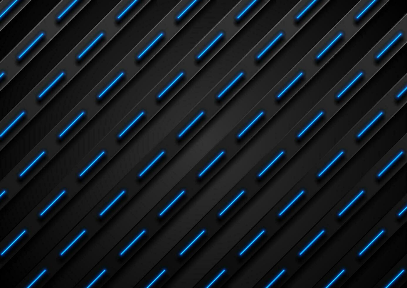 schwarz und glühend Neon- Blau Streifen abstrakt Technik Hintergrund vektor