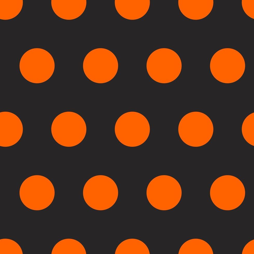 nahtloses geometrisches Muster aus orangefarbenen Kreisen, Punkte auf schwarzem Hintergrund. Halloween nahtloses Muster. Halloween-Hintergrund. Vektorgrafiken vektor