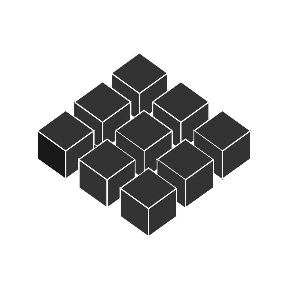 staplade block låda ikon vektor