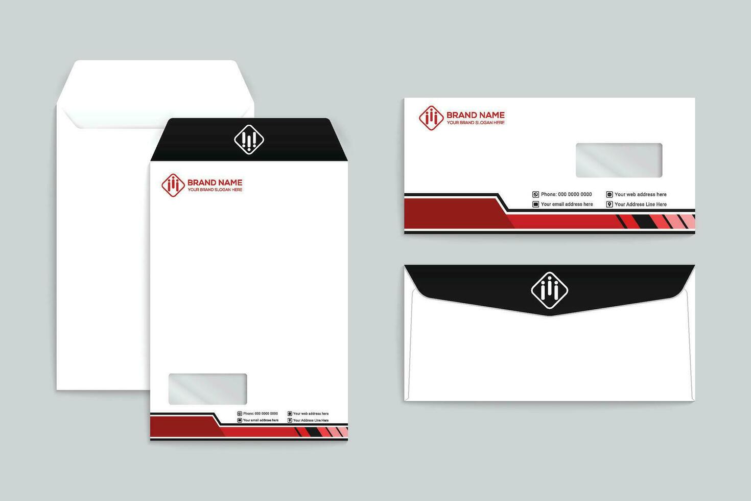 rot und schwarz Farbe Briefumschlag Design vektor