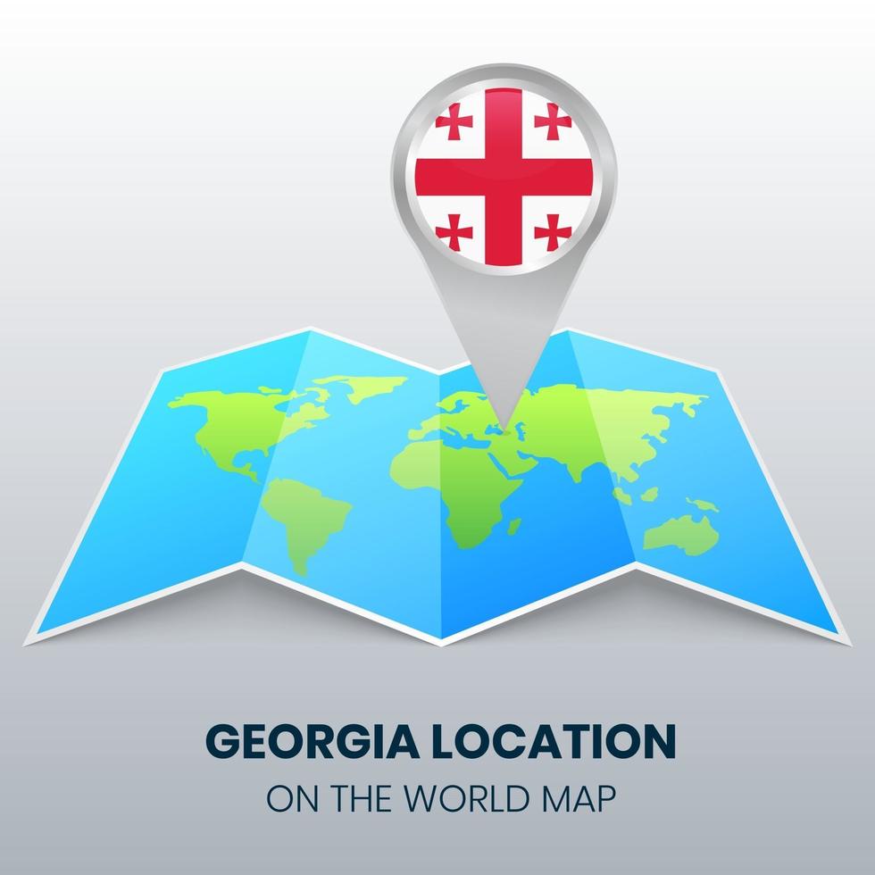 platsikon för Georgien på världskartan, rund stiftikon för Georgien vektor