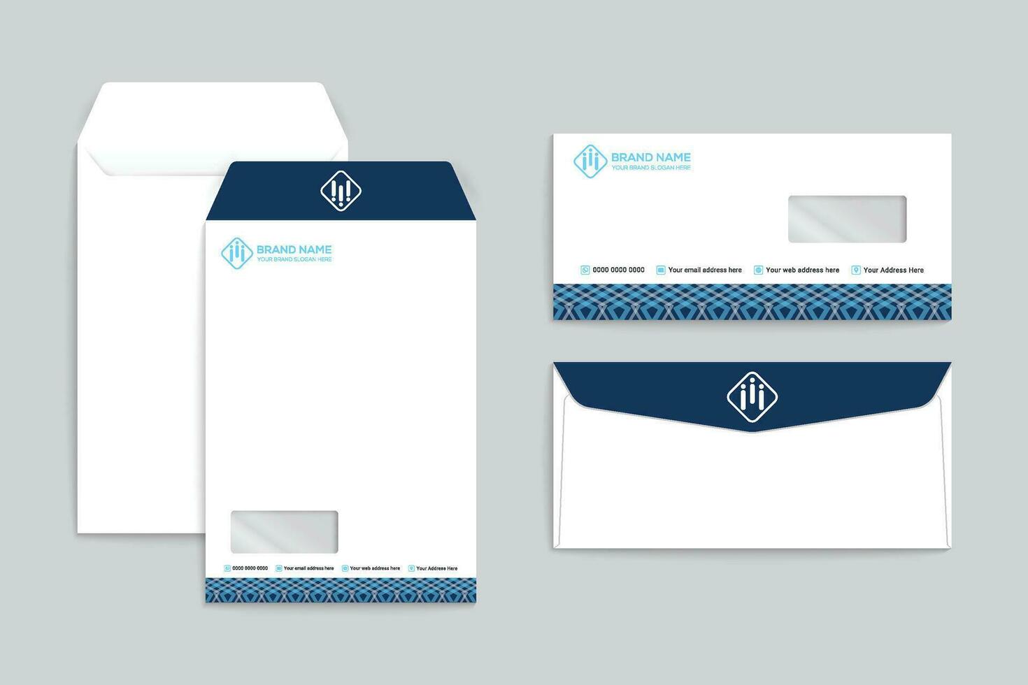 Briefumschlag Design mit Blau Farbe vektor