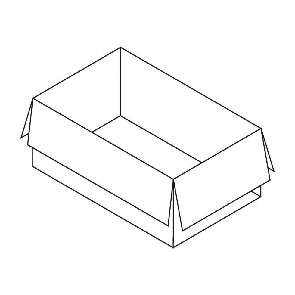 kartong låda attrapp isolerat på vit bakgrund. frakt låda layout, vektor