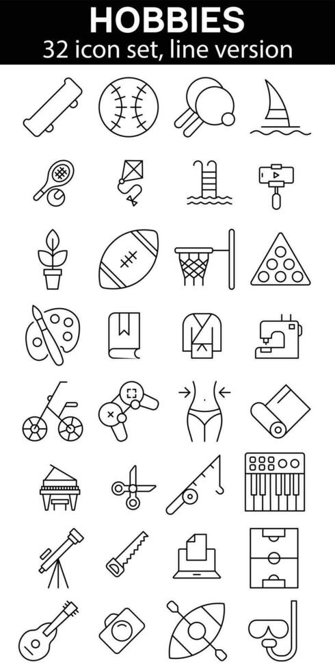 uppsättning av hobbies ikoner vektor illustration. isolerat på vit bakgrund