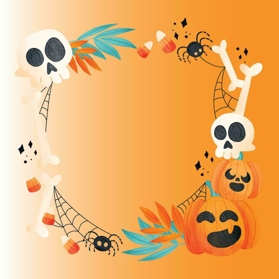 halloween fest affisch med text. 3d emotionell tecknad serie leende pumpor med ögon, godis, fladdermöss på gul bakgrund. festlig flygblad design. inbjudan hälsning kort. vektor. eps 10 vektor