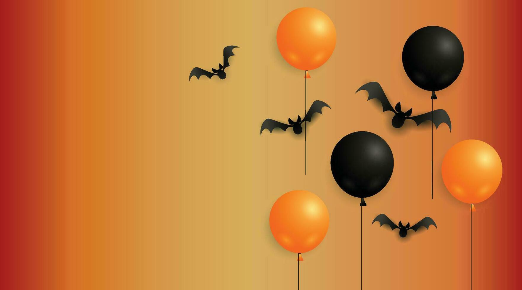 bakgrund för halloween med halloween spökballonger och pumpa. läskiga luftballonger, fladdermus, godis och halloween-element på gul bakgrund. webbplats spöklik, bakgrund eller banner halloween mall vektor