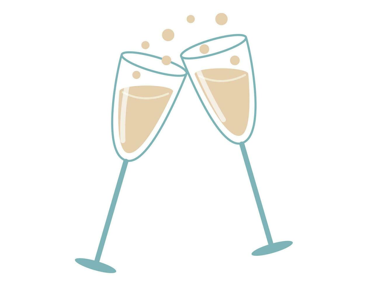 Paar von Karikatur festlich Brille mit alkoholisch Wein oder Champagner mit Blasen. Vektor isoliert eben Illustration.