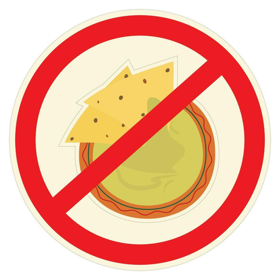 nachos och salsa sås under de förbjuda sak i trendig nyanser. latin amerikan snabb mat. platt lägga vektor