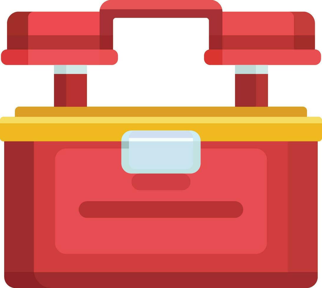 rot Toolkit Box eben Stil Vektor Illustration, rot Farbe Container Box tack Vektor Bild, Plastik rot Box Clip Kunst , Symbol, Symbol Lager Vektor Grafik