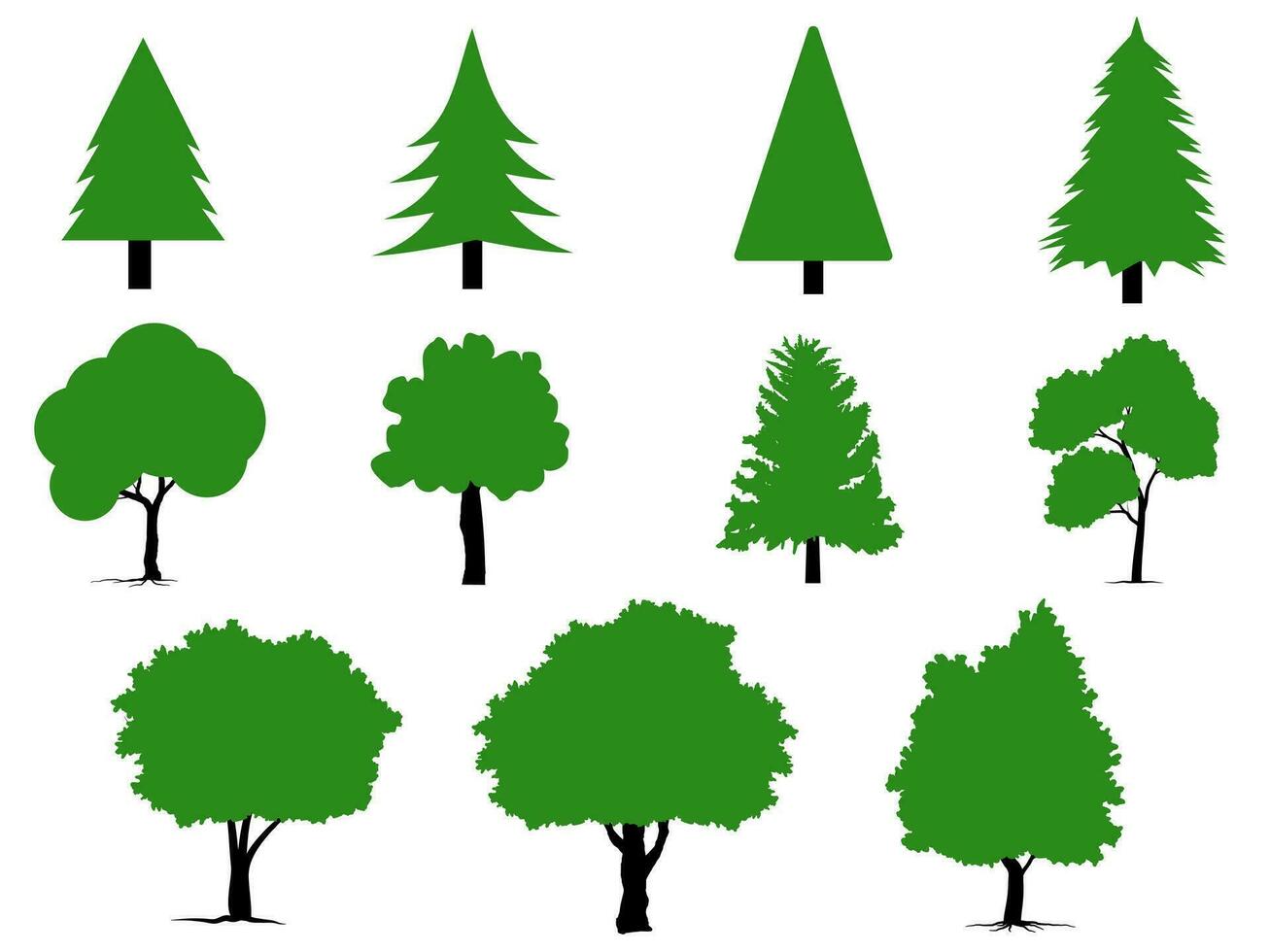 samling av platt träd ikon. kan vara Begagnade till illustrera några natur eller friska livsstil ämne. vektor