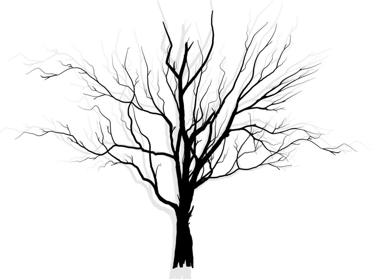 svart gren träd eller naken träd silhuetter. hand dragen isolerat illustrationer. vektor