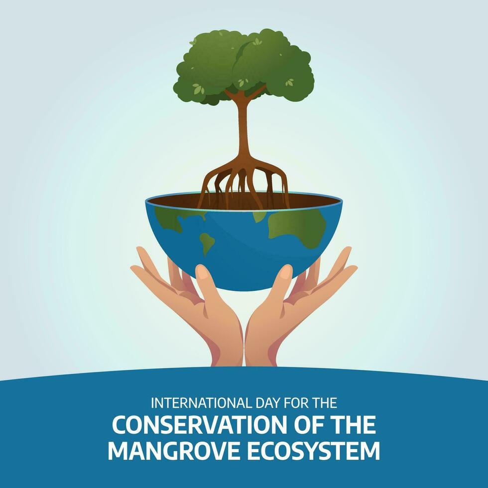 internationell dag för de bevarande av de mangrove ekosystem design mall. mangrove design illustration. platt mangrove design. vektor