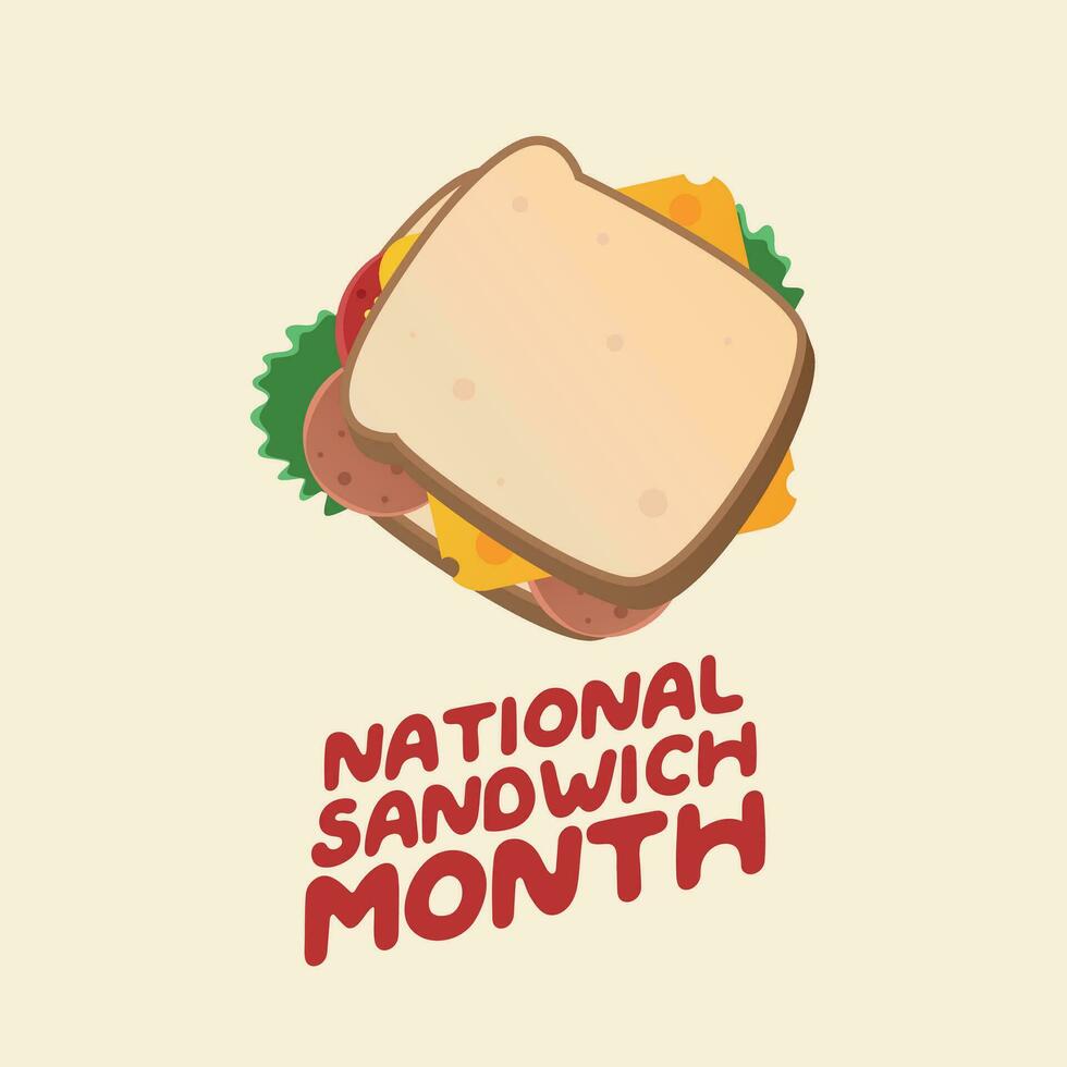 National Sandwich Monat Design Vorlage zum Feier. Sandwich Vektor Illustration. eben Sandwich Design. Sandwich Bild.