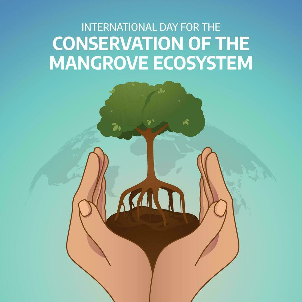 internationell dag för de bevarande av de mangrove ekosystem design mall. mangrove design illustration. platt mangrove design. vektor