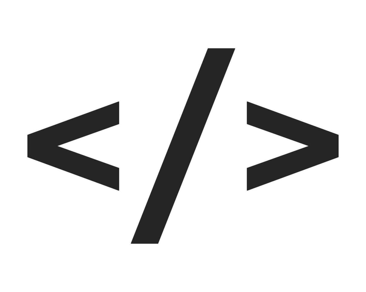 koda symboler platt svartvit isolerat vektor ikon. webb utveckling element. redigerbar svart och vit linje konst teckning. enkel översikt fläck illustration för webb grafisk design