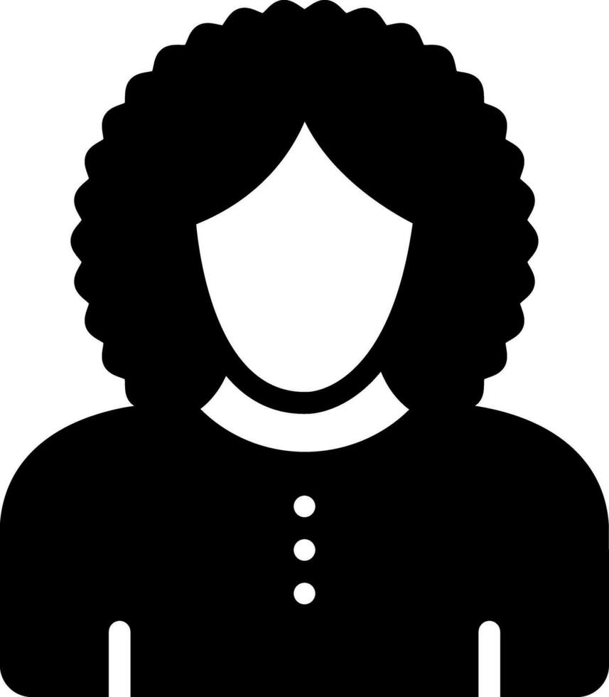 fast ikon för lockigt hår kvinna vektor