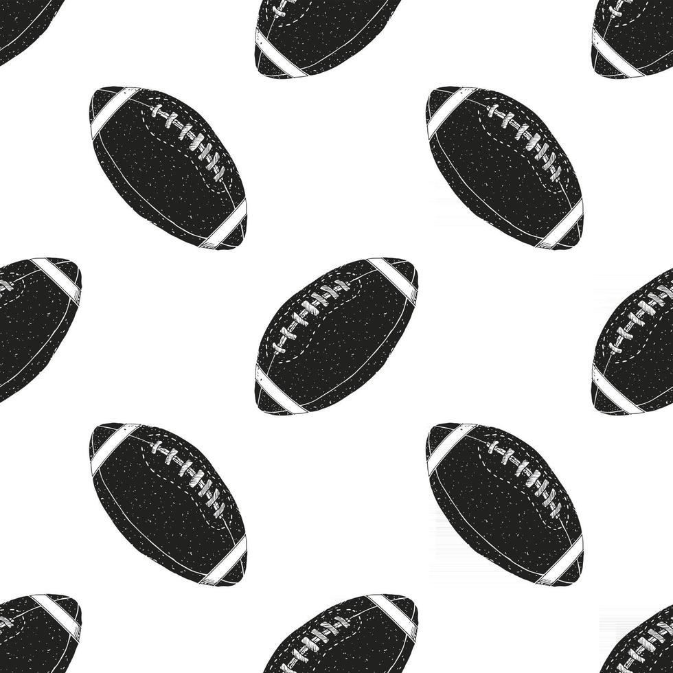 fotboll, rugby boll sömlösa mönster handritad skiss, vektorillustration vektor