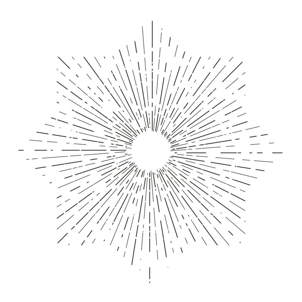 Retro-Sonnenexplosionen, Vintage strahlende Sonnenstrahlen Form für Logo, Etiketten oder Embleme und Typografie-Dekorationsvorlagen-Vektorillustration vector