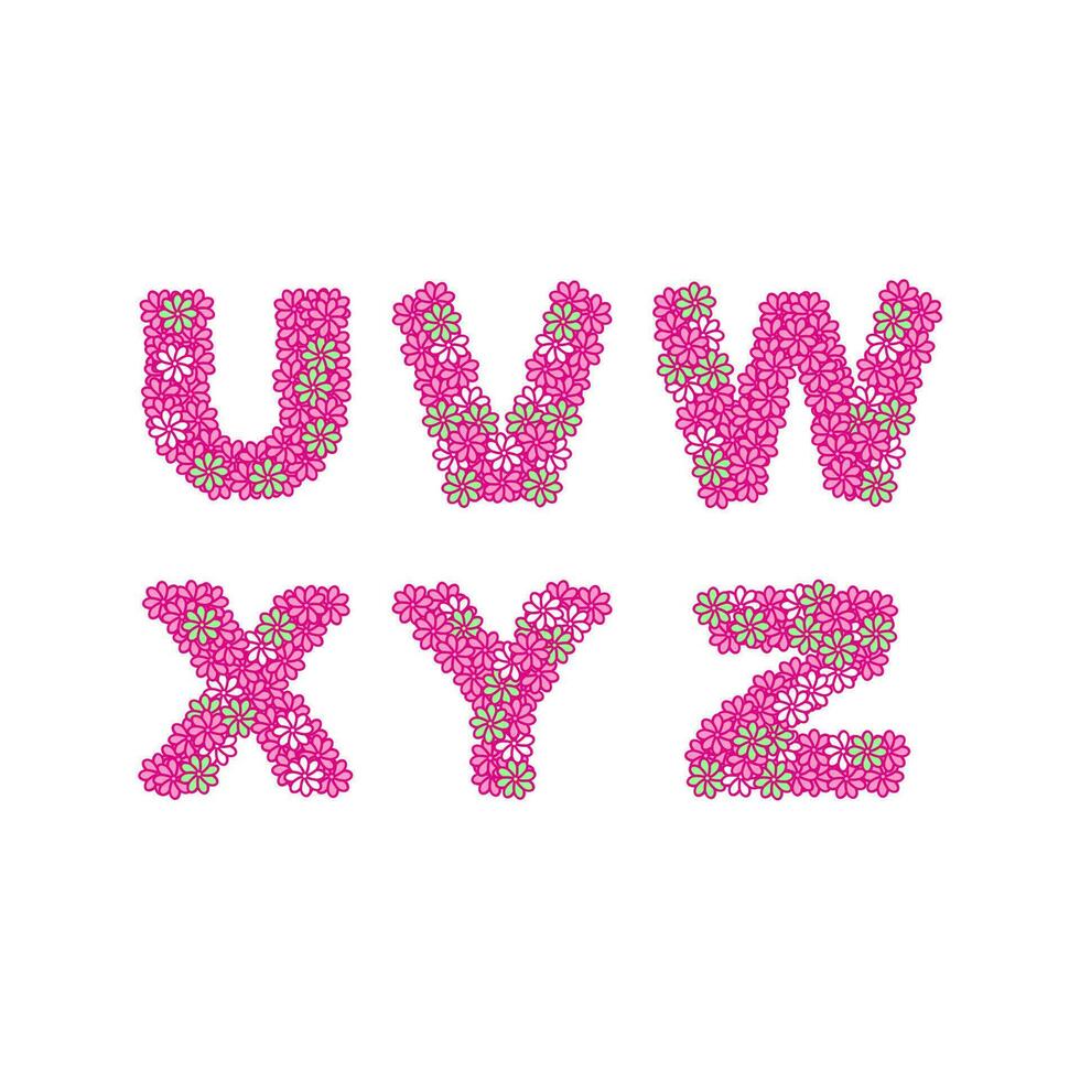 alfabet text design med färgrik blommig mönster vektor