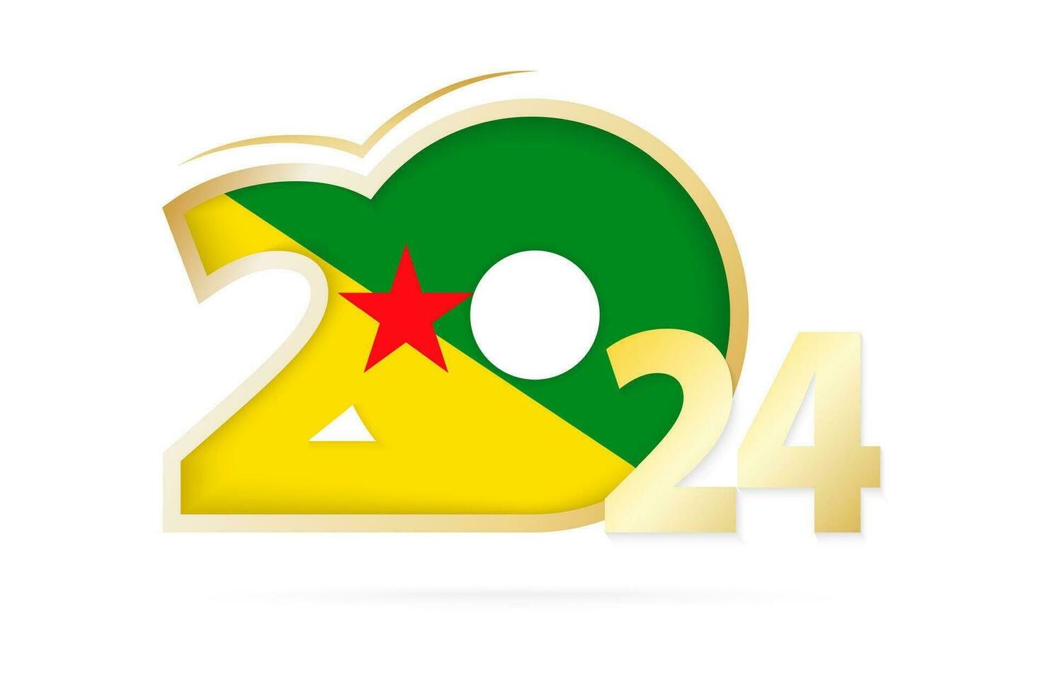 Jahr 2024 mit Französisch Guayana Flagge Muster. vektor