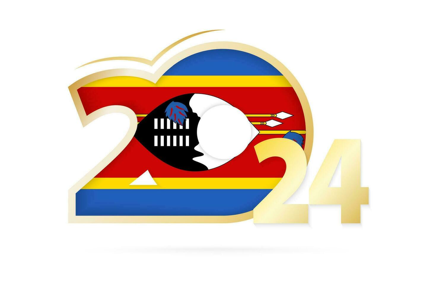 Jahr 2024 mit Swasiland Flagge Muster. vektor