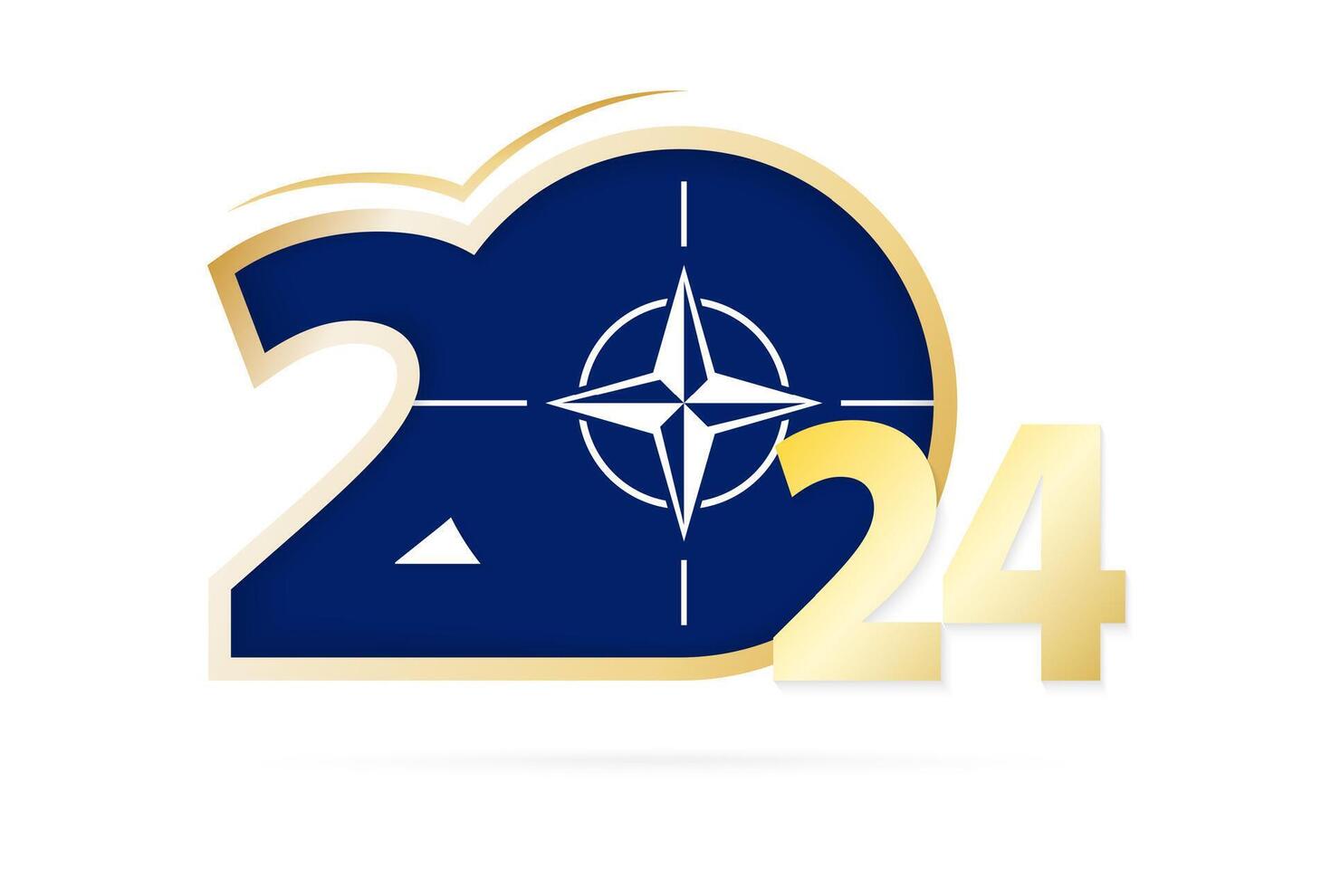 Jahr 2024 mit nato Flagge Muster. vektor