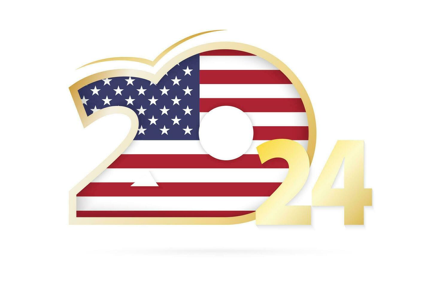 år 2024 med USA flagga mönster. vektor