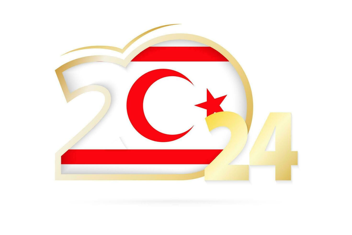 år 2024 med nordlig cypern flagga mönster. vektor