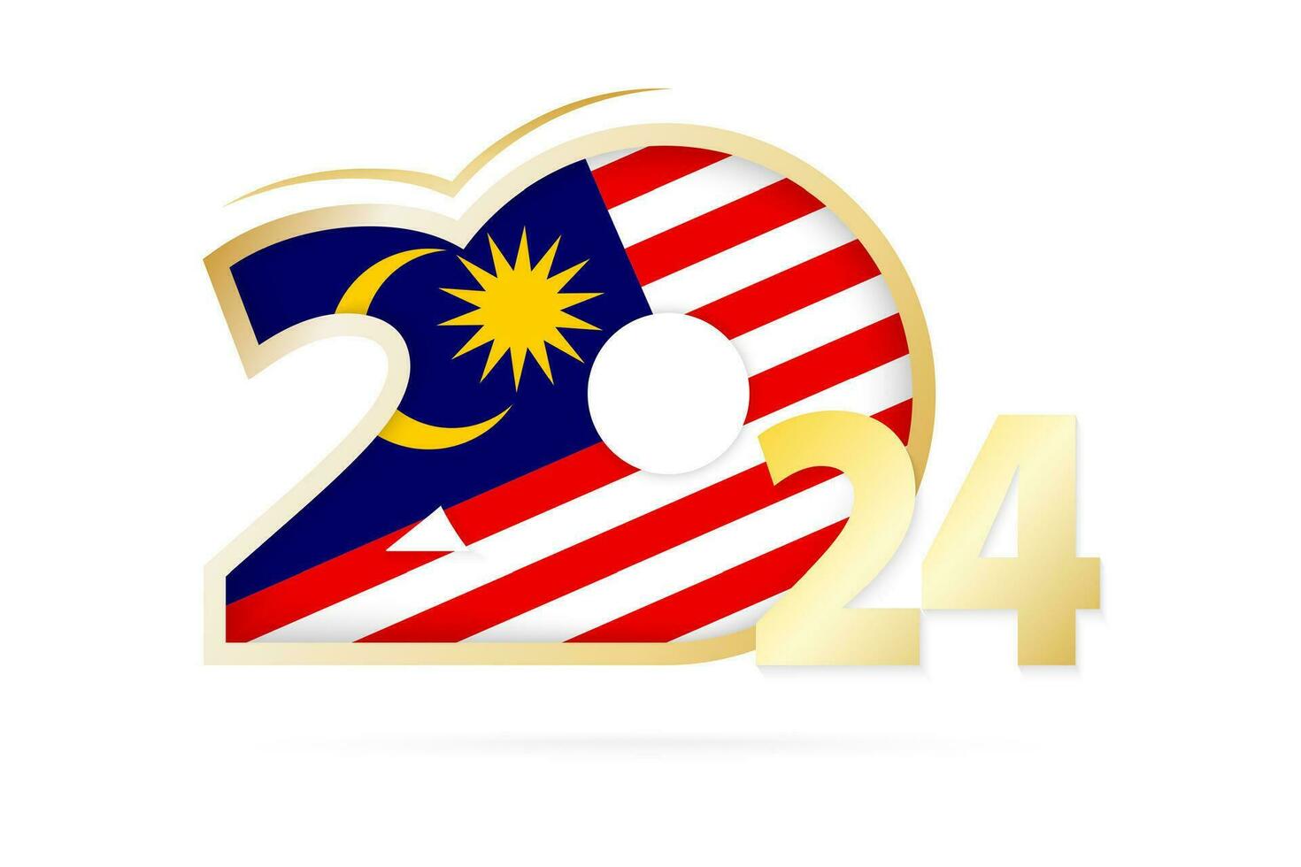 Jahr 2024 mit Malaysia Flagge Muster. vektor
