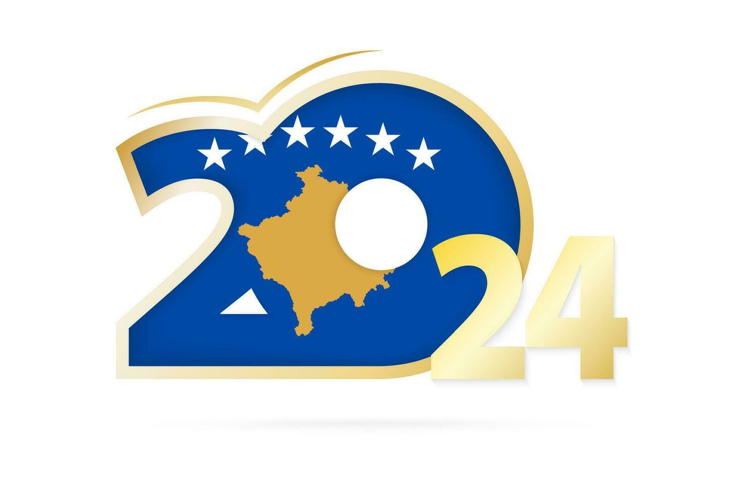 Jahr 2024 mit kosovo Flagge Muster. vektor