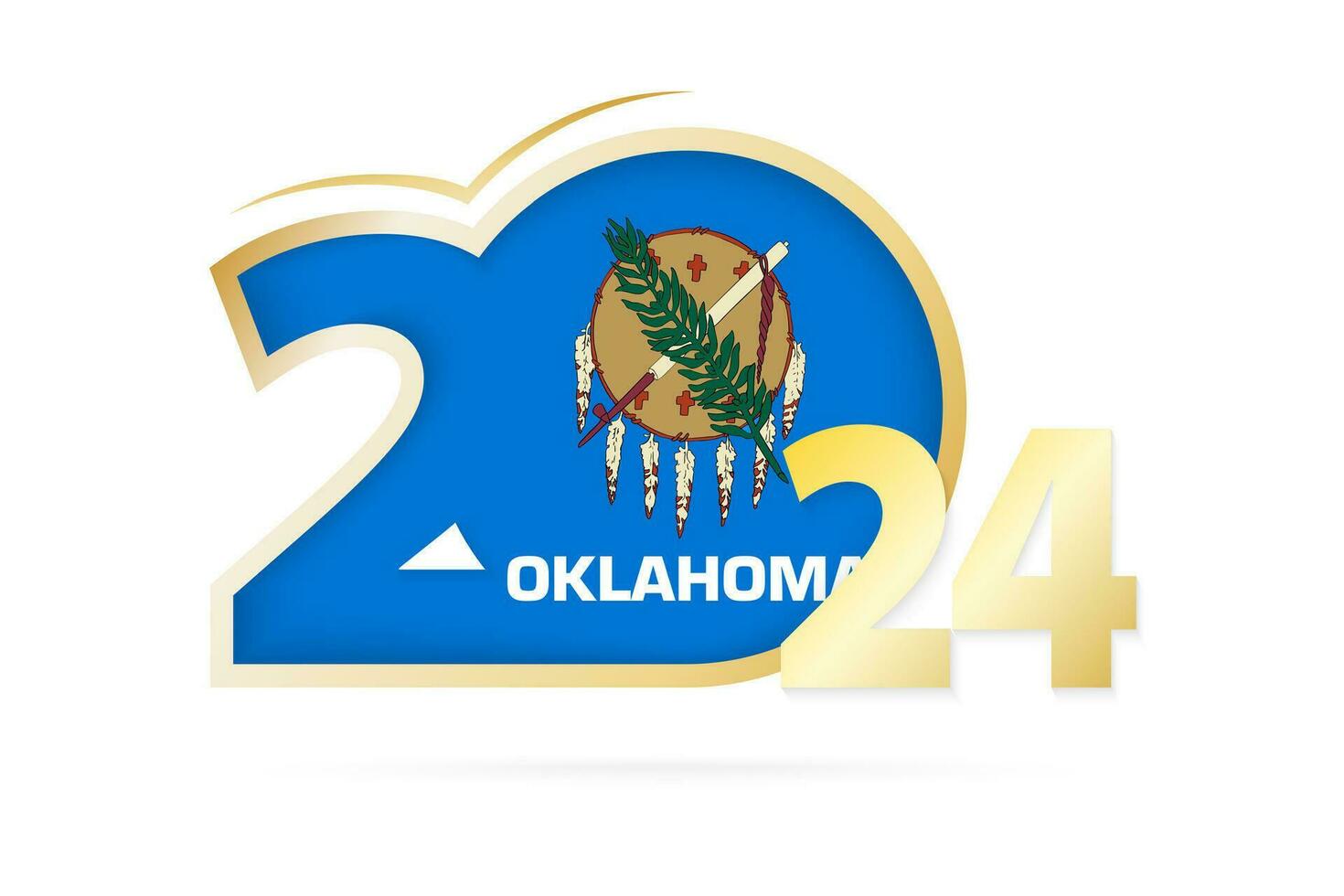 Jahr 2024 mit Oklahoma Flagge Muster. vektor