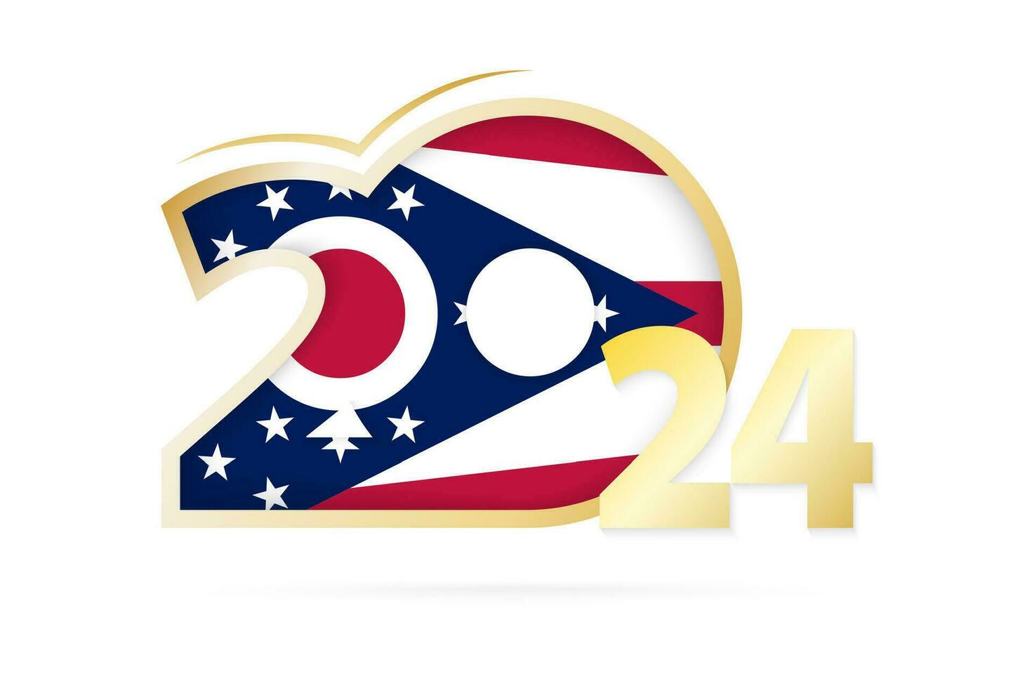 Jahr 2024 mit Ohio Flagge Muster. vektor