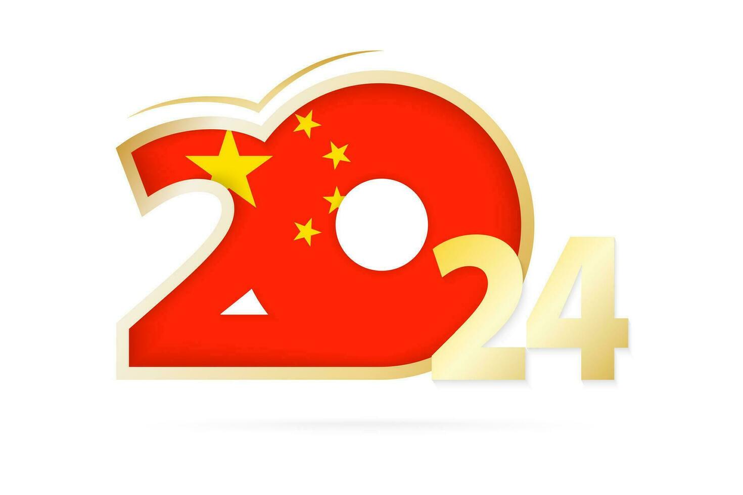 år 2024 med Kina flagga mönster. vektor