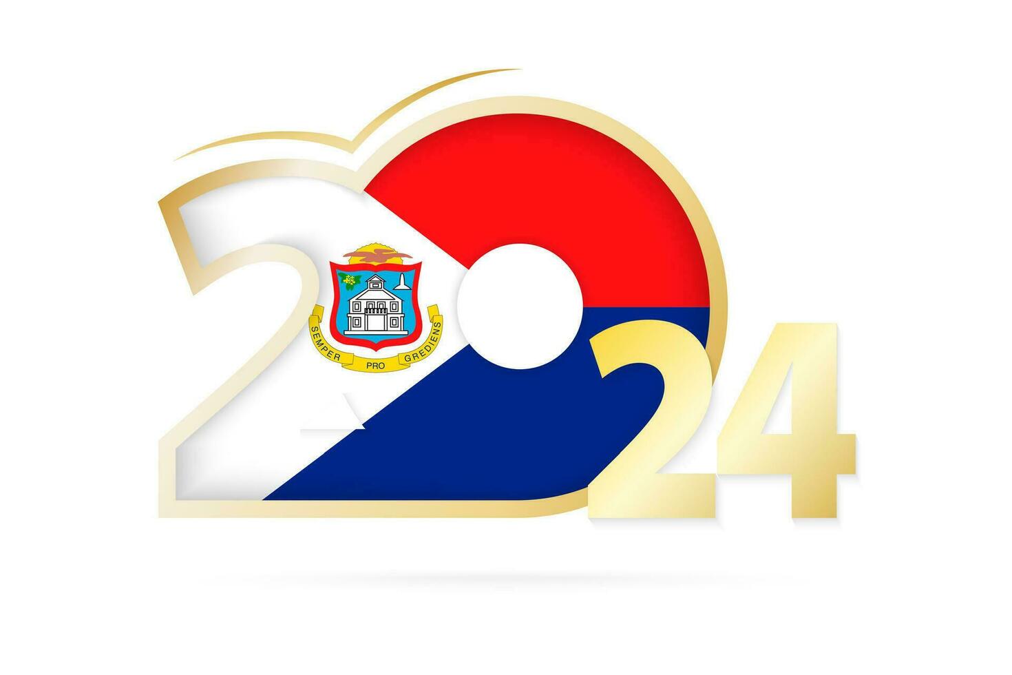 Jahr 2024 mit sint maarten Flagge Muster. vektor