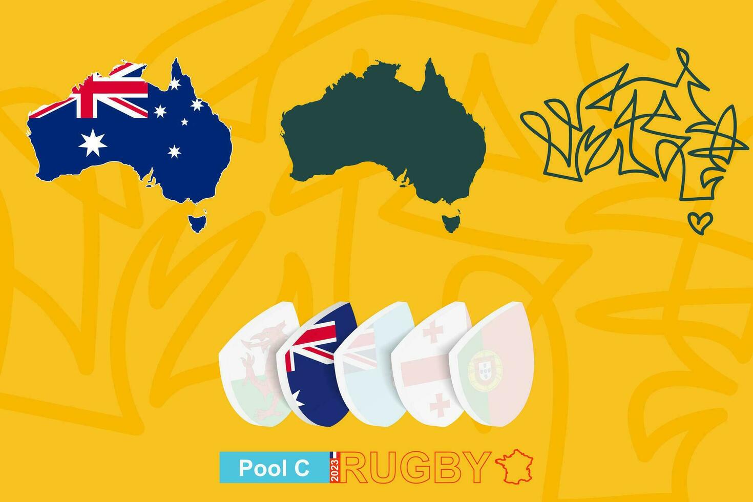 Karten von Australien im drei Versionen zum Rugby International Meisterschaft. vektor