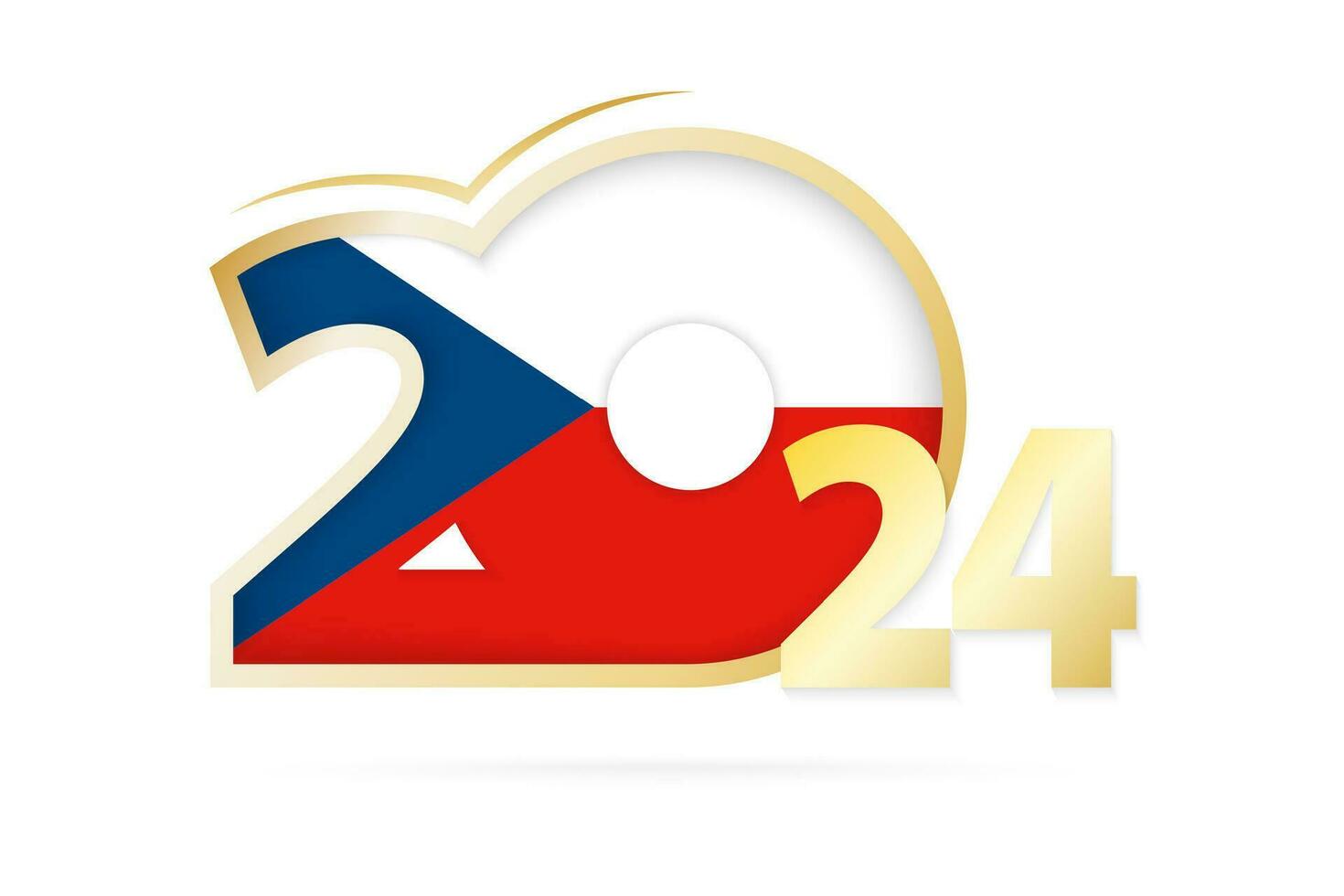 år 2024 med tjeck republik flagga mönster. vektor