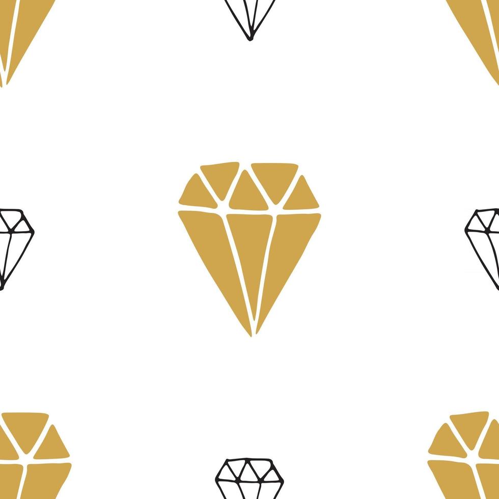 nahtlose Mustervektorillustration des Diamanten. Hand gezeichnete skizzierte Gekritzel Diamant Symbole Hintergrund vektor