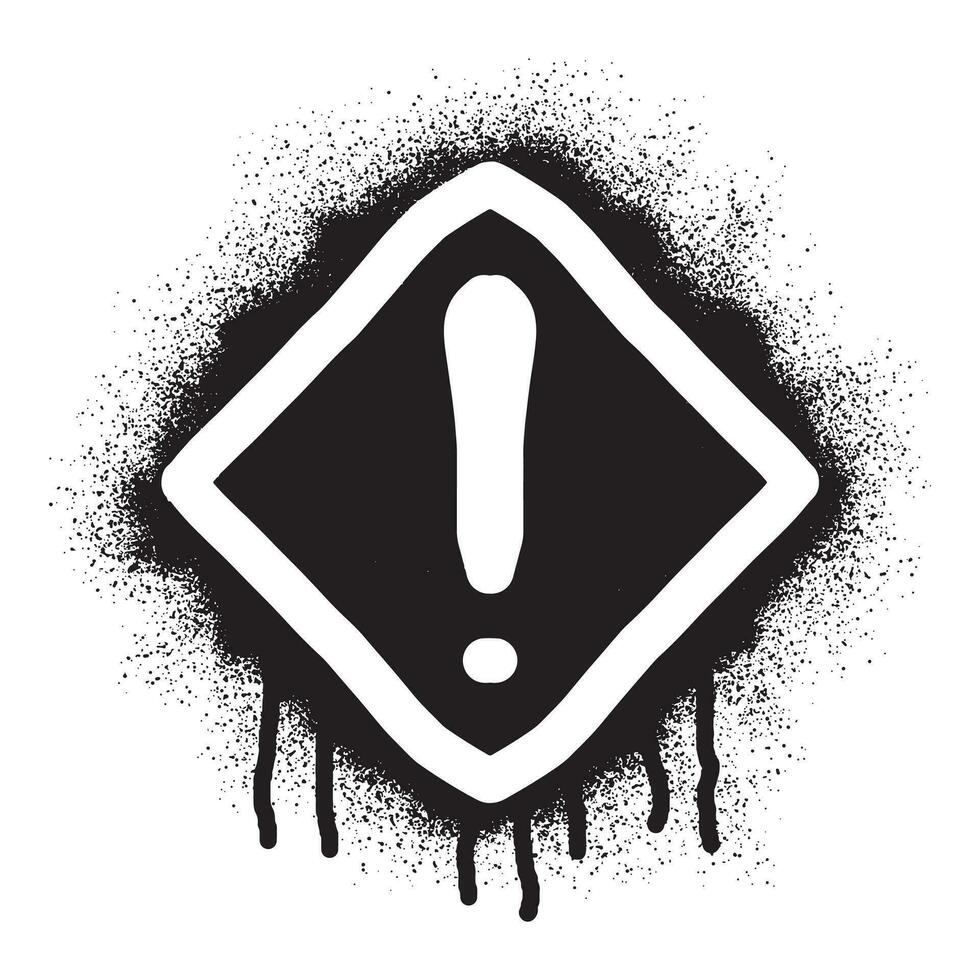 varning tecken ikon stencil graffiti med svart spray måla vektor