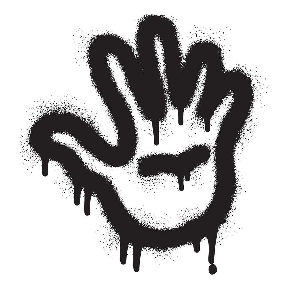 Hand halt Symbol Graffiti mit schwarz sprühen Farbe vektor