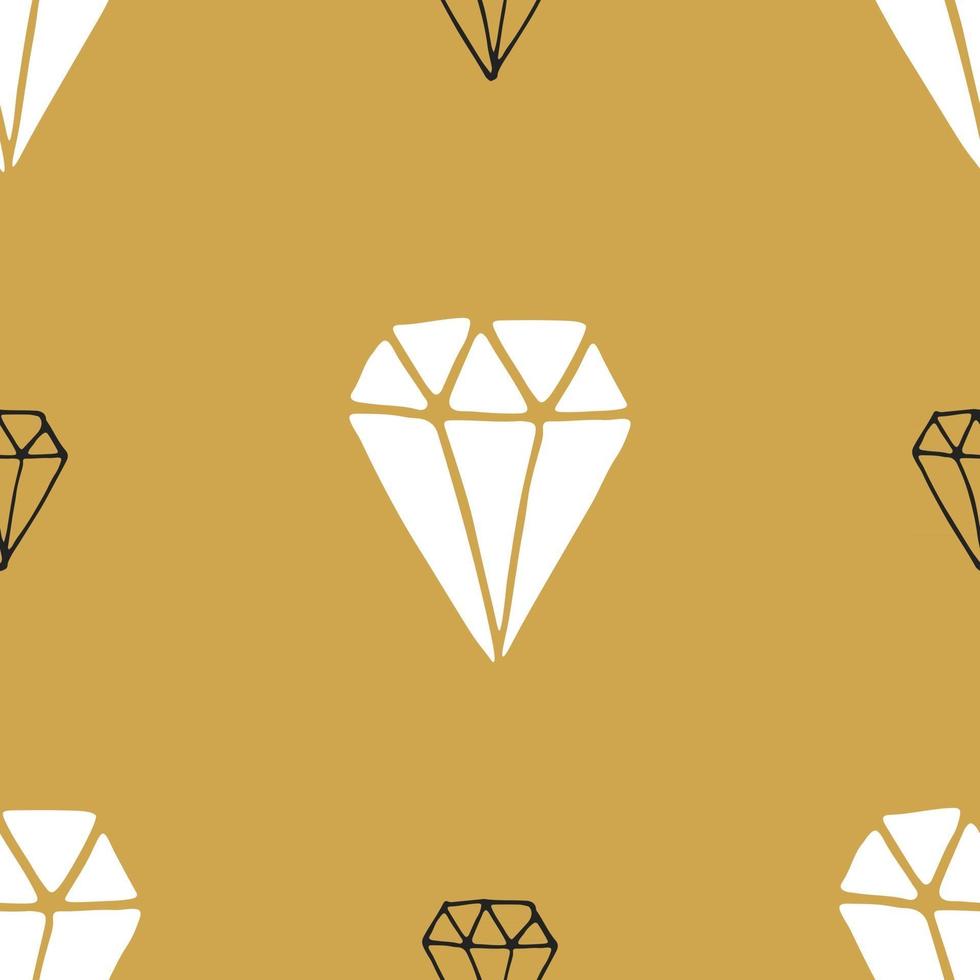 nahtlose Mustervektorillustration des Diamanten. Hand gezeichnete skizzierte Gekritzel Diamant Symbole Hintergrund vektor