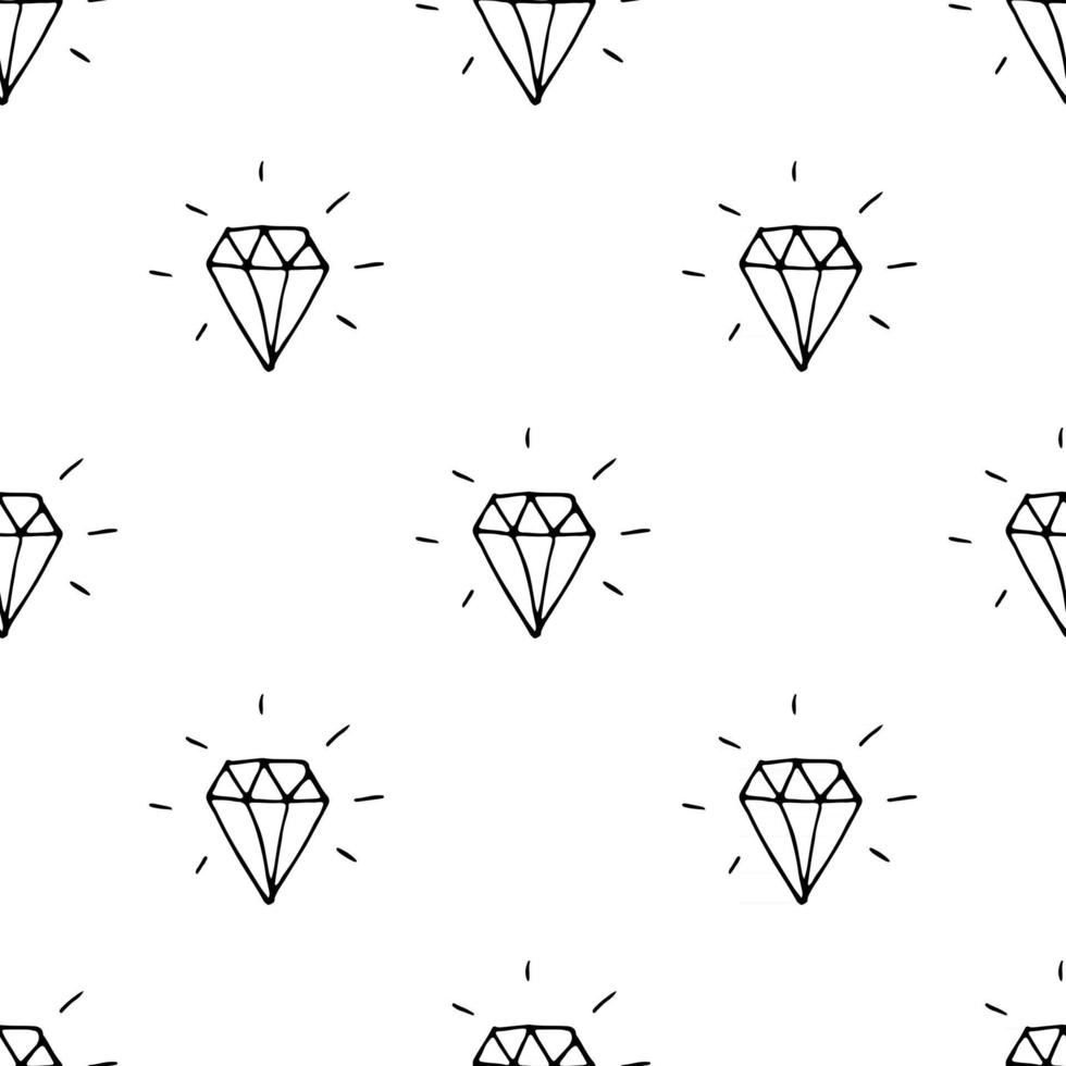 diamant sömlösa mönster vektorillustration. handritad skissad doodle diamant symboler bakgrund vektor