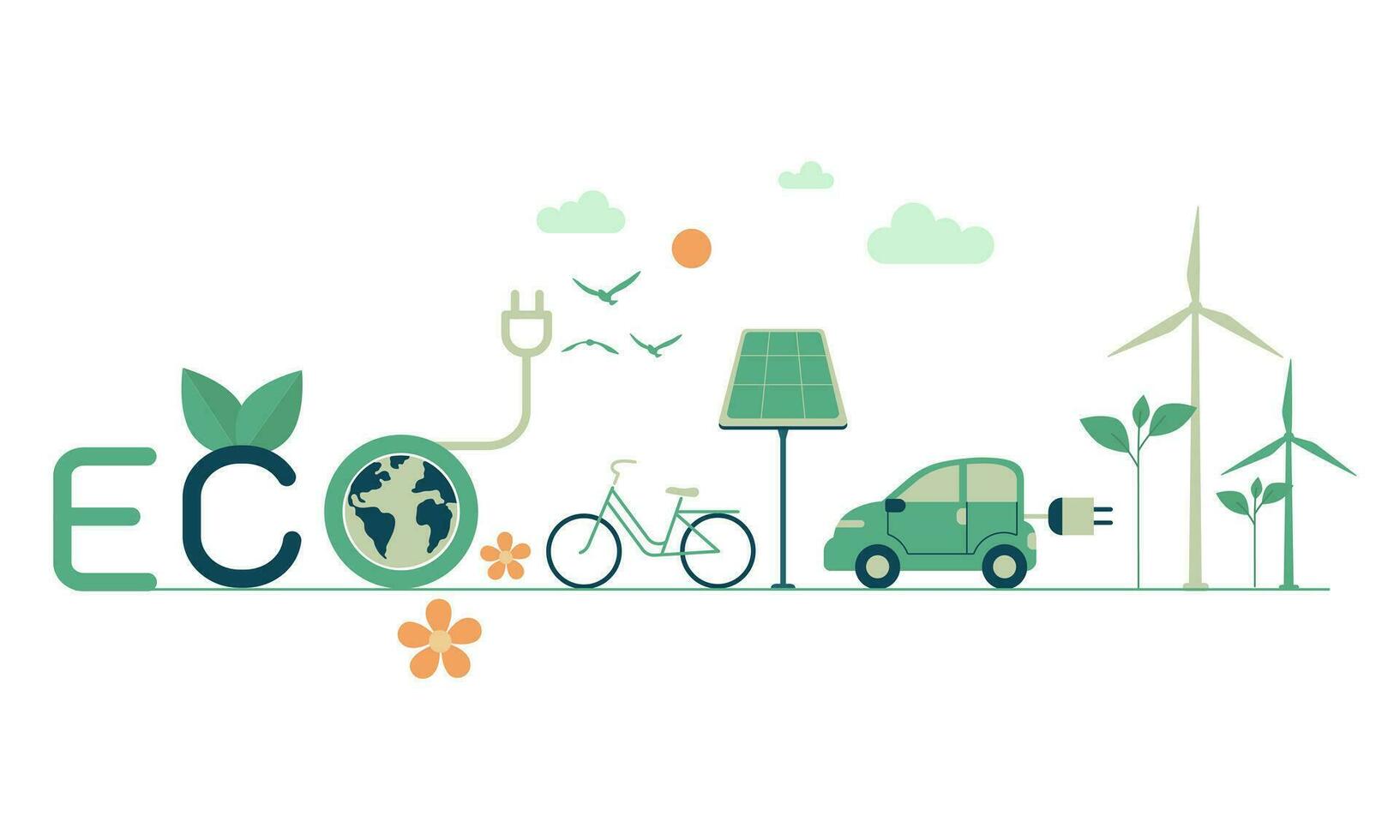 Öko freundlich nachhaltig, Alternative Grün Energie Ressourcen, verwendbar zum branding und Natur Logo, Ökologie Natur Element Konzepte. Vektor Design Illustration.