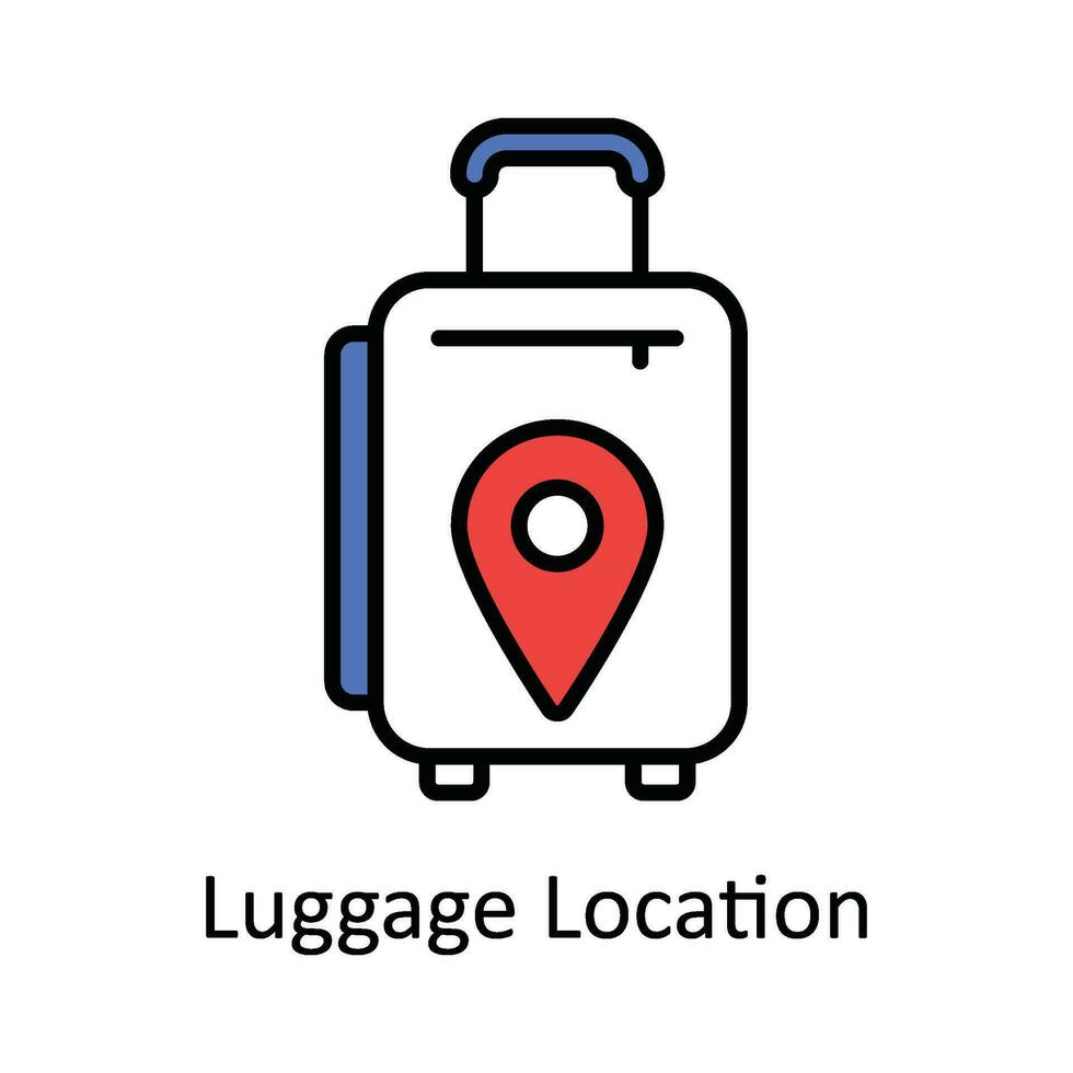bagage plats vektor fylla översikt ikon design illustration. Karta och navigering symbol på vit bakgrund eps 10 fil