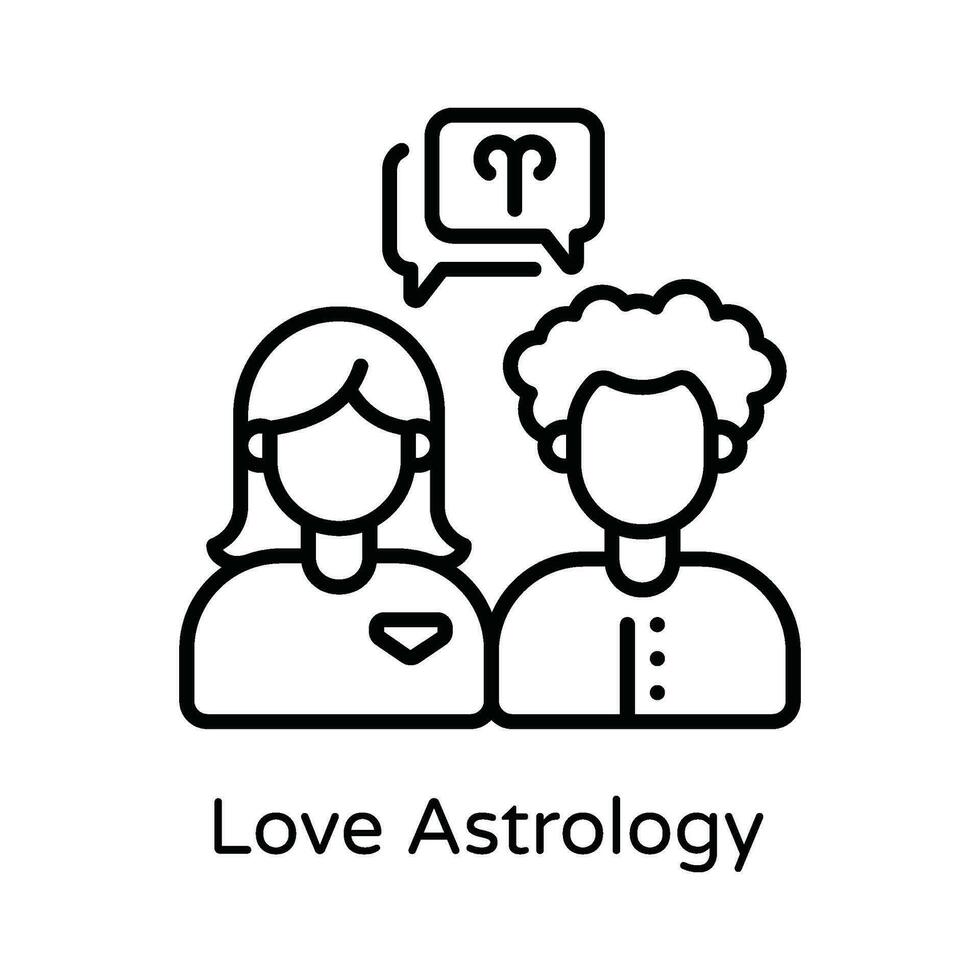 Liebe Astrologie Vektor Gliederung Symbol Design Illustration. Astrologie und Tierkreis Zeichen Symbol auf Weiß Hintergrund eps 10 Datei