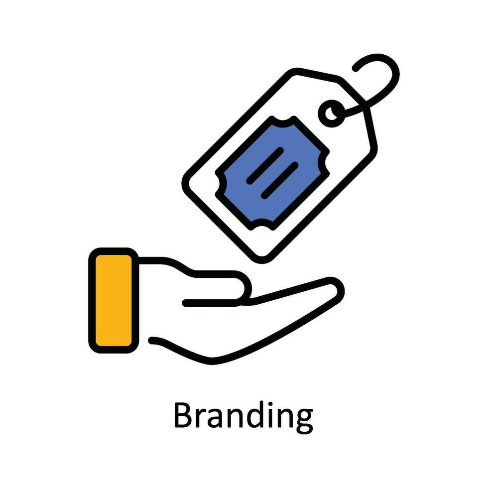 branding Vektor füllen Gliederung Symbol Design Illustration. Digital Marketing Symbol auf Weiß Hintergrund eps 10 Datei