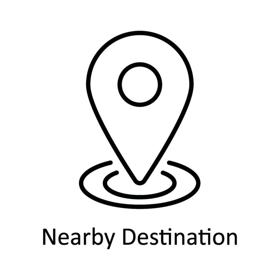 närliggande destination vektor översikt ikon design illustration. Karta och navigering symbol på vit bakgrund eps 10 fil