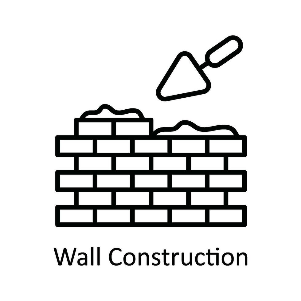 Mauer Konstruktion Vektor Gliederung Symbol Design Illustration. Zuhause Reparatur und Instandhaltung Symbol auf Weiß Hintergrund eps 10 Datei