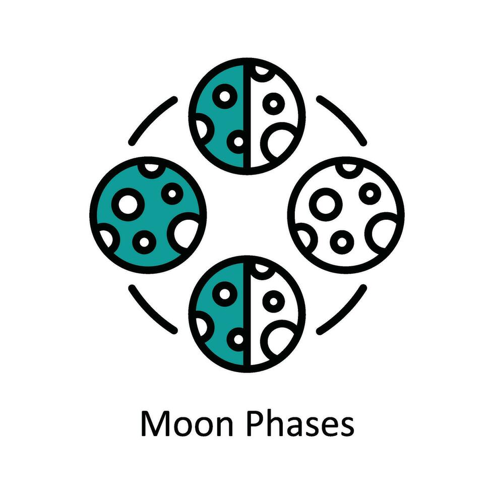 måne faser vektor fylla översikt ikon design illustration. astrologi och zodiaken tecken symbol på vit bakgrund eps 10 fil